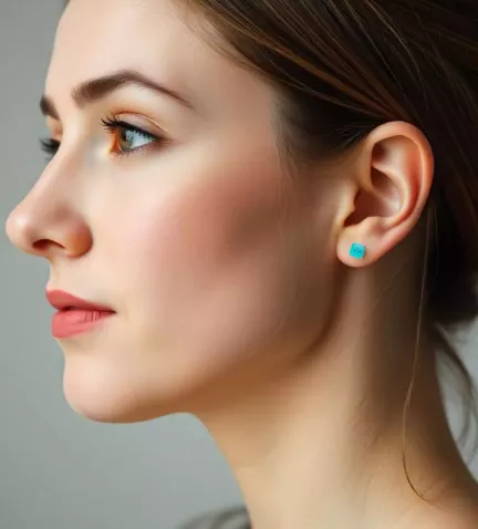 pendientes de oro amarillo y cuarzo verde 6x6 mm PRADO modelo mujer IA