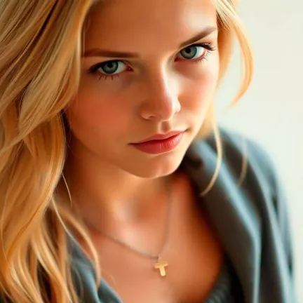 cruz de oro 18k vista frontal foto modelo IA