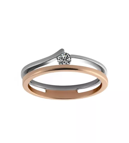 anillo de compromiso oro bicolor 18k con brillante