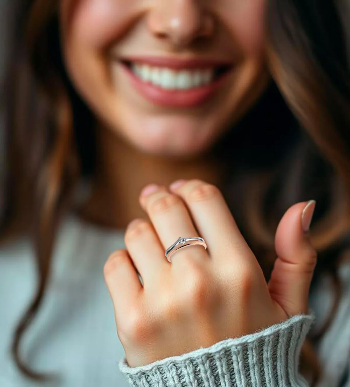anillo de compromiso oro bicolor 18k con brillante toma modelo IA