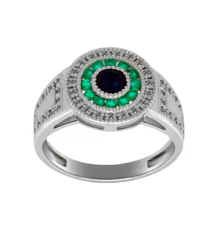 anillo-de-oro-con-brillantes-zafiro-y-esmeralda-095_574764.webp modelo sobre toma frontal