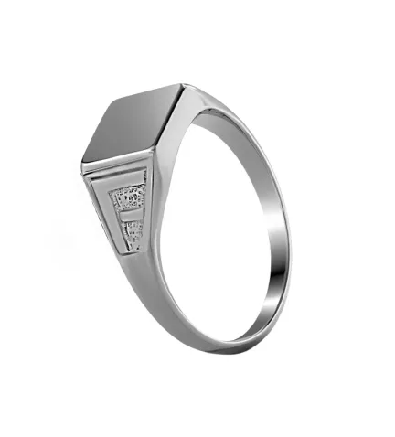 anillo de plata tipo sello para niño o mujer foto toma lateral