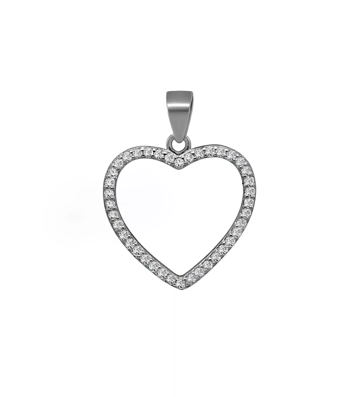 Colgante de plata corazón con circones