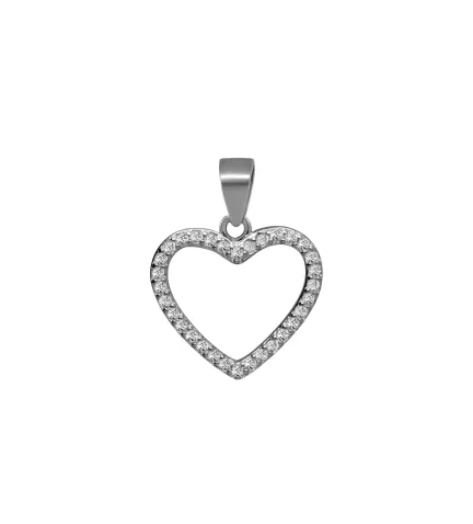 colgante de plata corazon con circonitas toma frontal