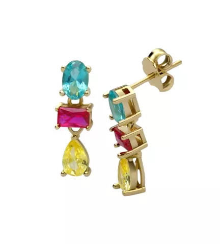 pendientes de plata chapada con similes vista principal