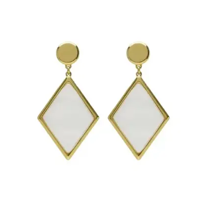 Pendientes de plata chapada con nácar rombos 273_A4613-RODT