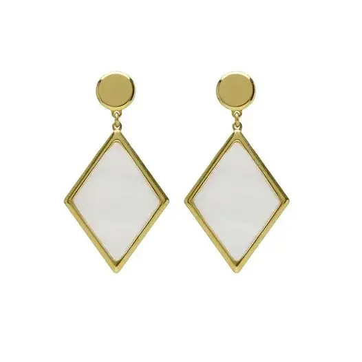 Pendientes de plata chapada con nácar rombos 273_A4613-RODT