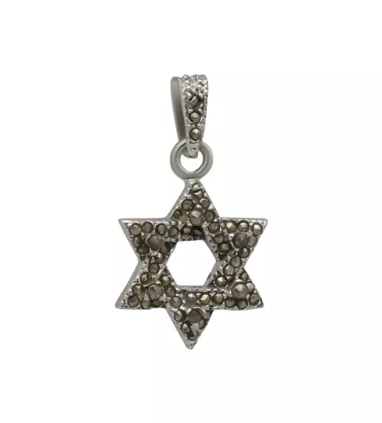 colgante de plata estrella de david con marquesitas