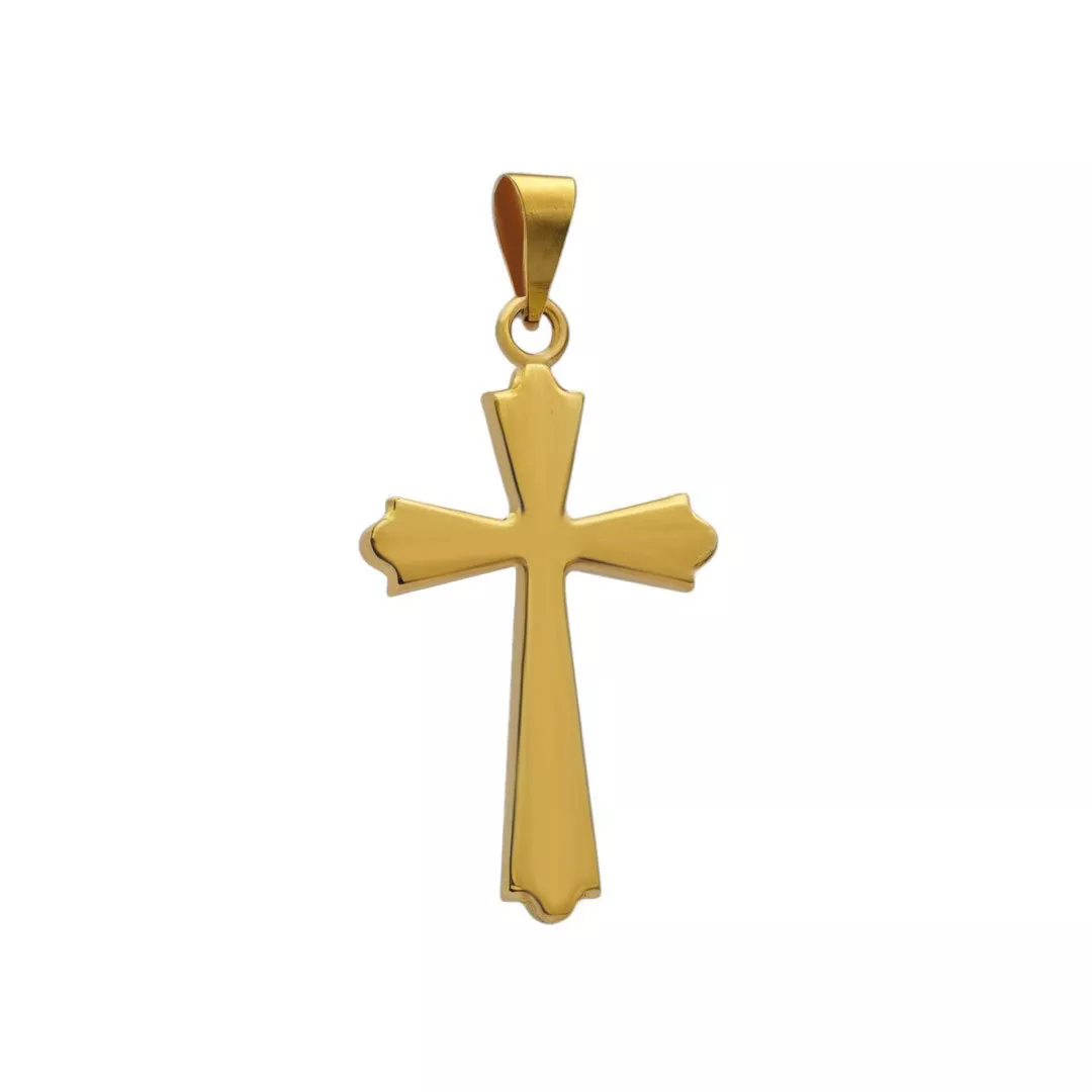 cruz de oro amarillo 18 ktes vista frontal