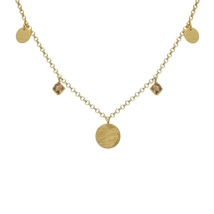 Gargantilla de plata chapada discos y cristales 273_A5028-06DG