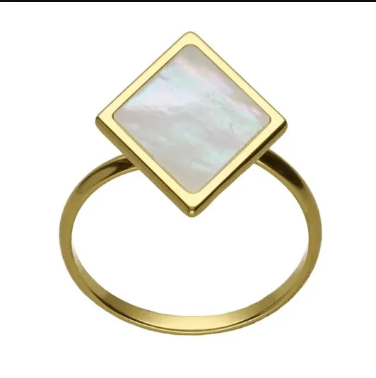Anillo de plata chapada con nácar rombo A4612-RODA