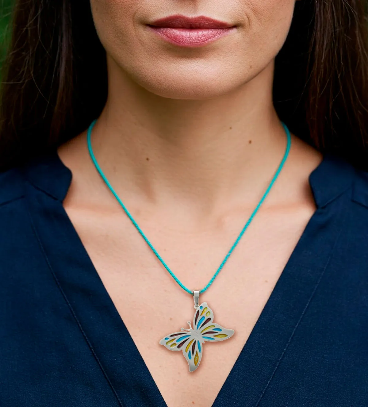 gargantilla de plata mariposa esmaltada 226 RH140803 C 10