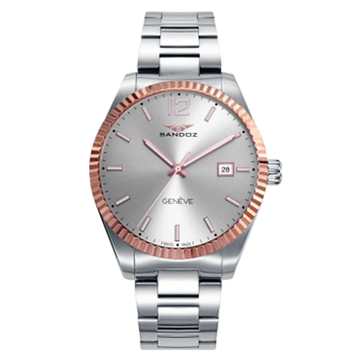 j hombre Sandoz Casual acero bisel chapado 81525-55