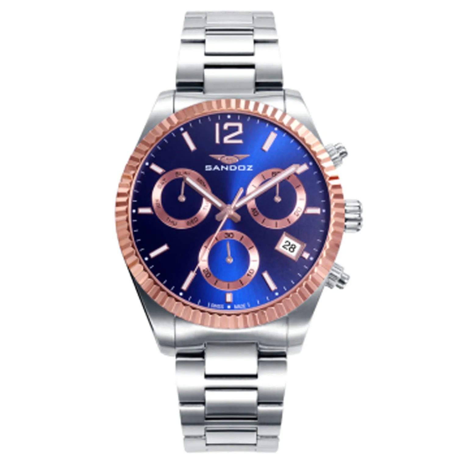 Reloj cronógrafo Sandoz acero bisel chapado 81527-35