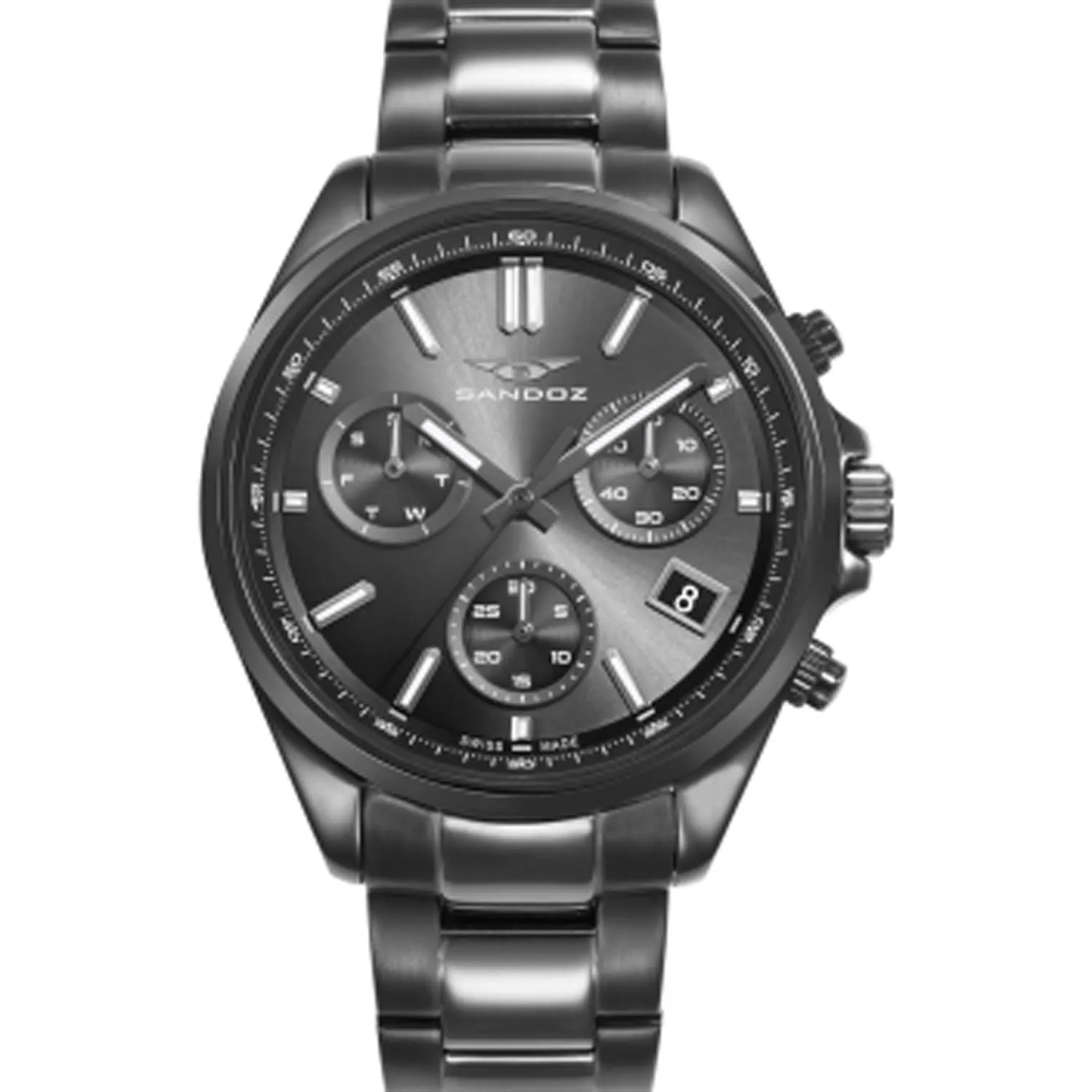 Reloj Sandoz cronógrafo en acero pavonado 83003-97