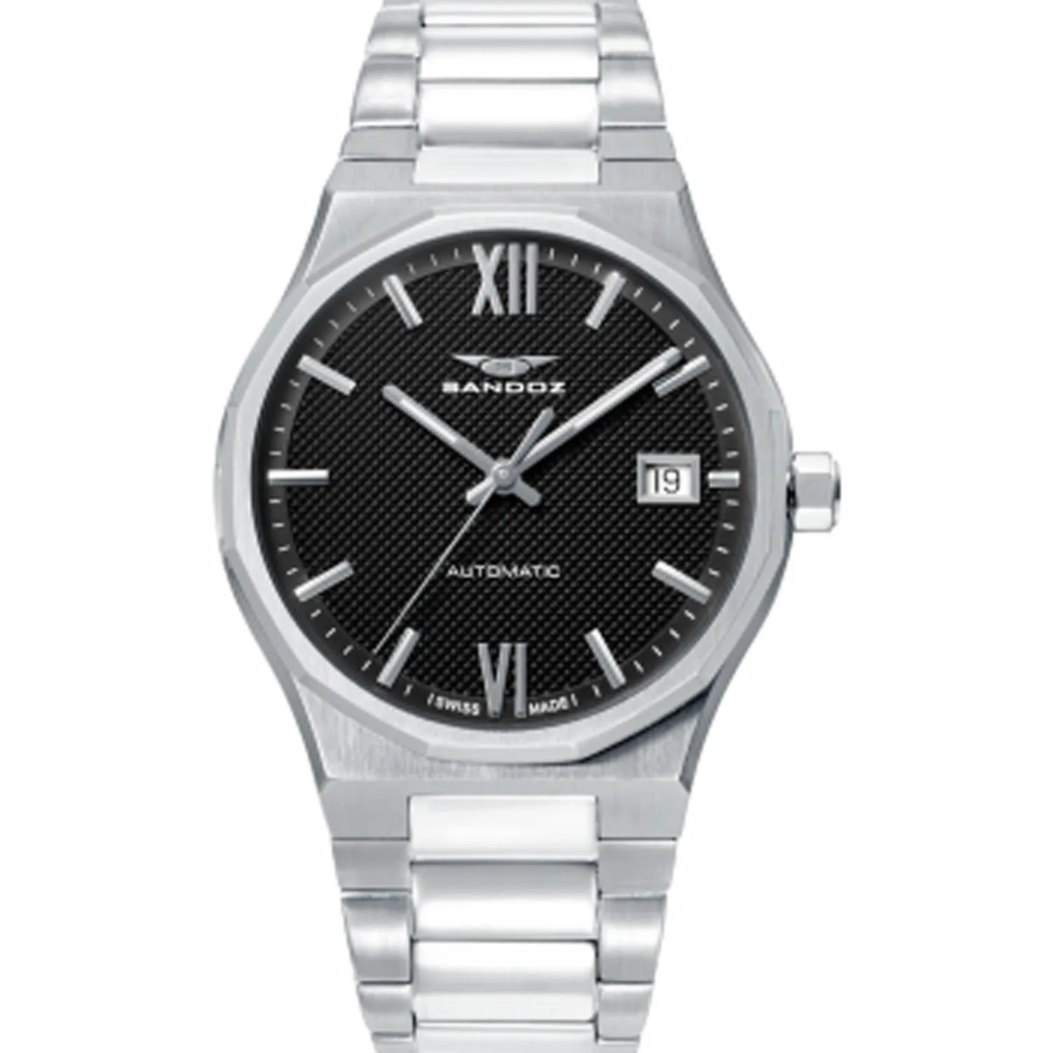 Reloj Sandoz en acero esfera negra 83011-57