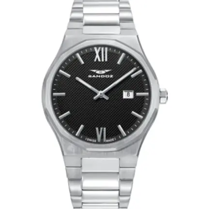 Reloj Sandoz en acero esfera negra 83013-53