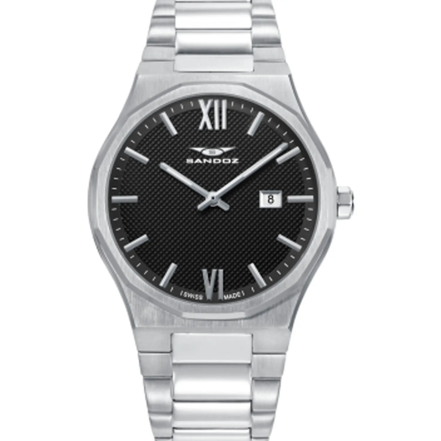 Reloj Sandoz en acero esfera negra 83013-53