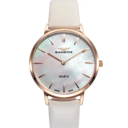 Reloj Sandoz mujer acero chapado y piel y nácar 81348-97