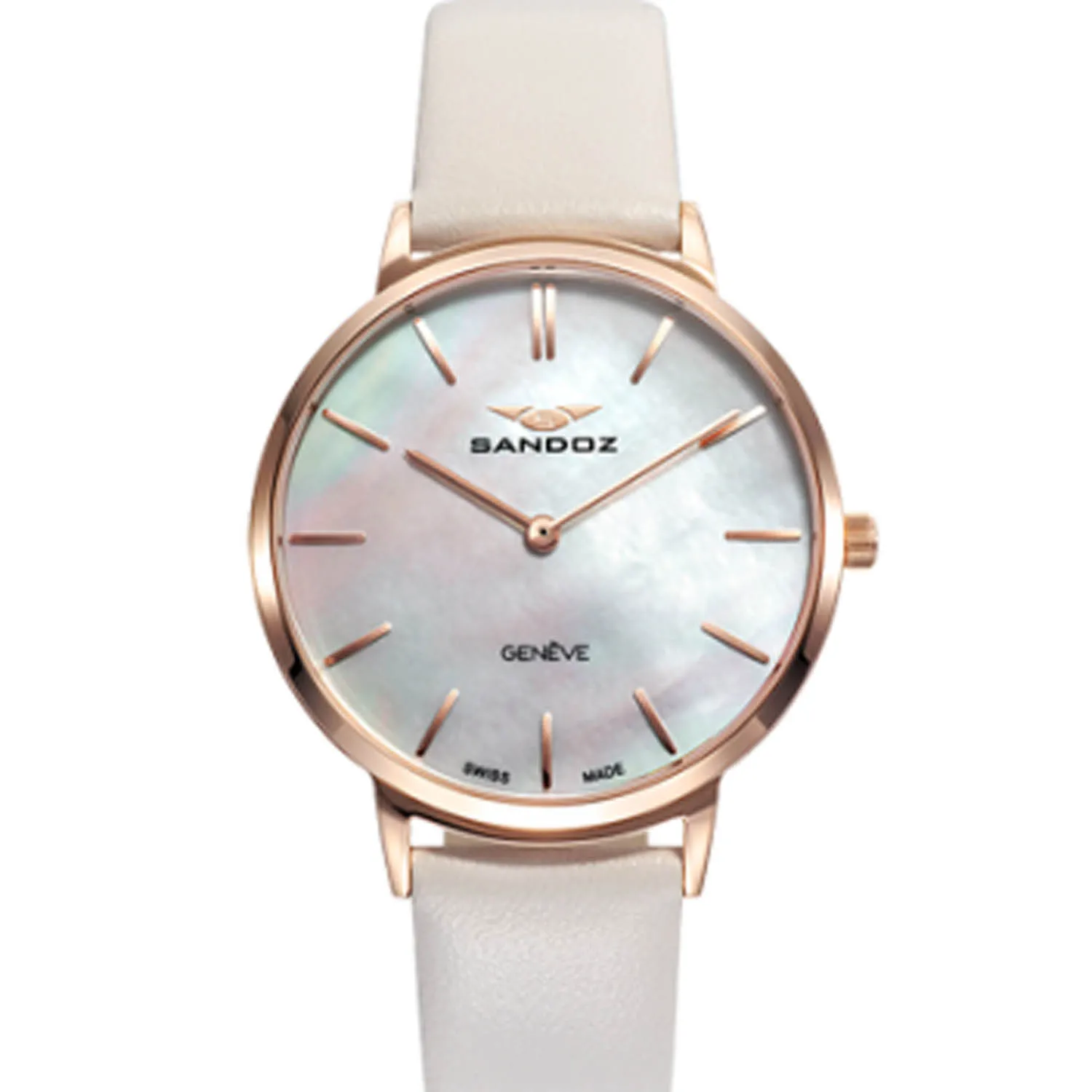 Reloj Sandoz mujer acero chapado y piel y nácar 81348-97