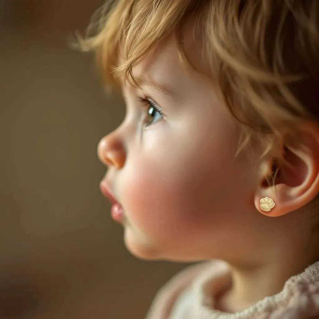 pendientes de bebe oro 18 ktes huella de perro sin piedras sistema tornillo