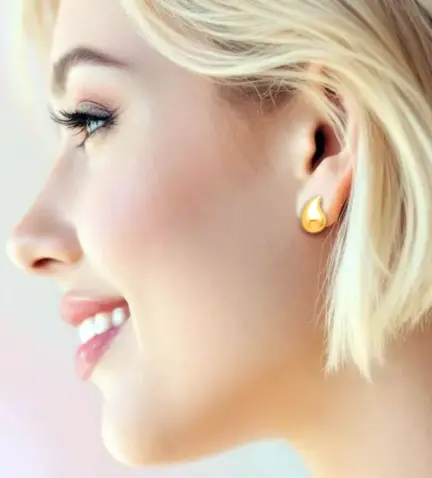 pendientes de oro amarillo 18k lagrima dor vista modelo femenino