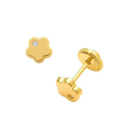pendientes de oro amarillo 18k con forma de flor foto principal para web