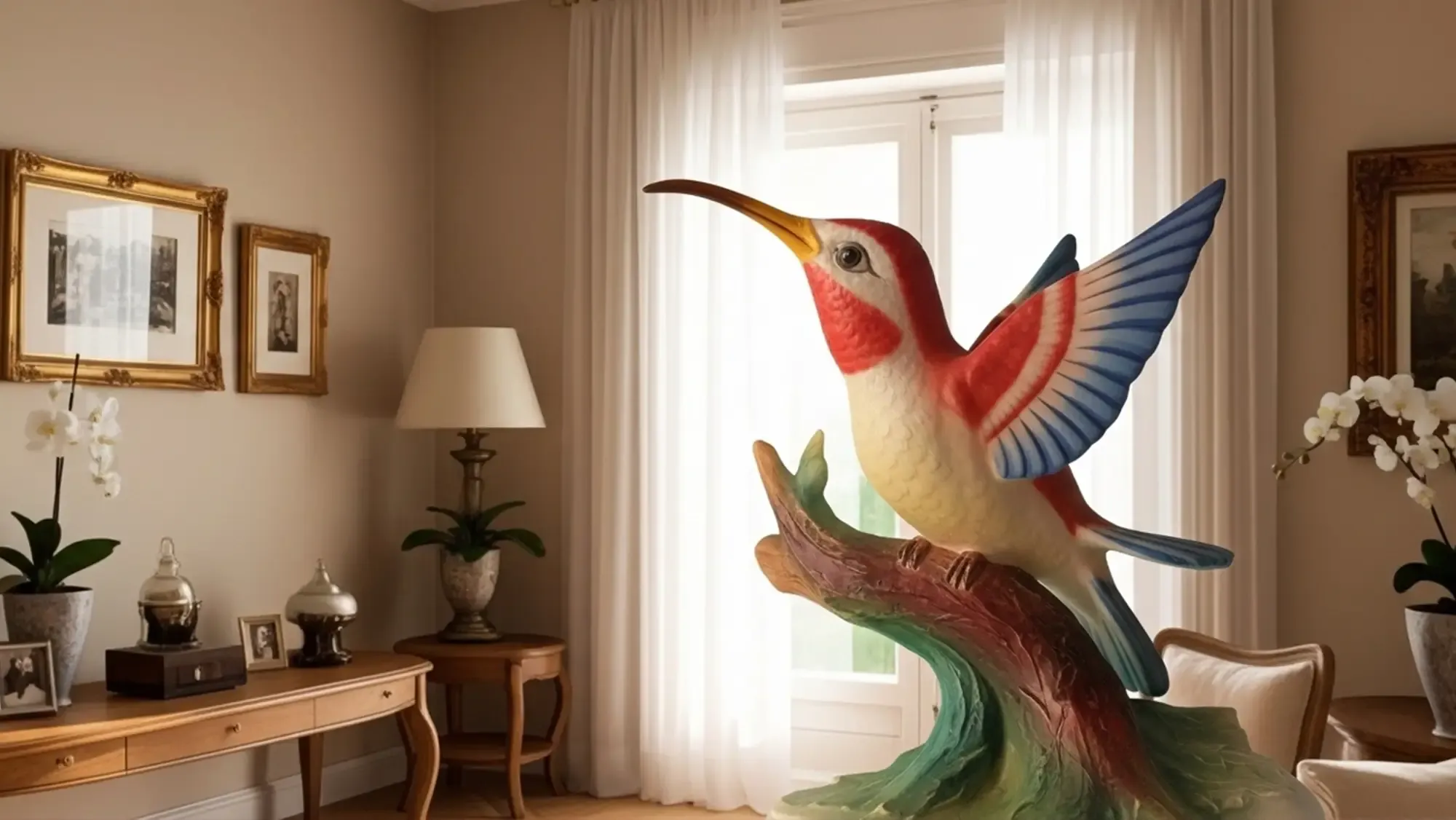 Colibrí Rojo en porcelana Nuevo Buen Retiro color