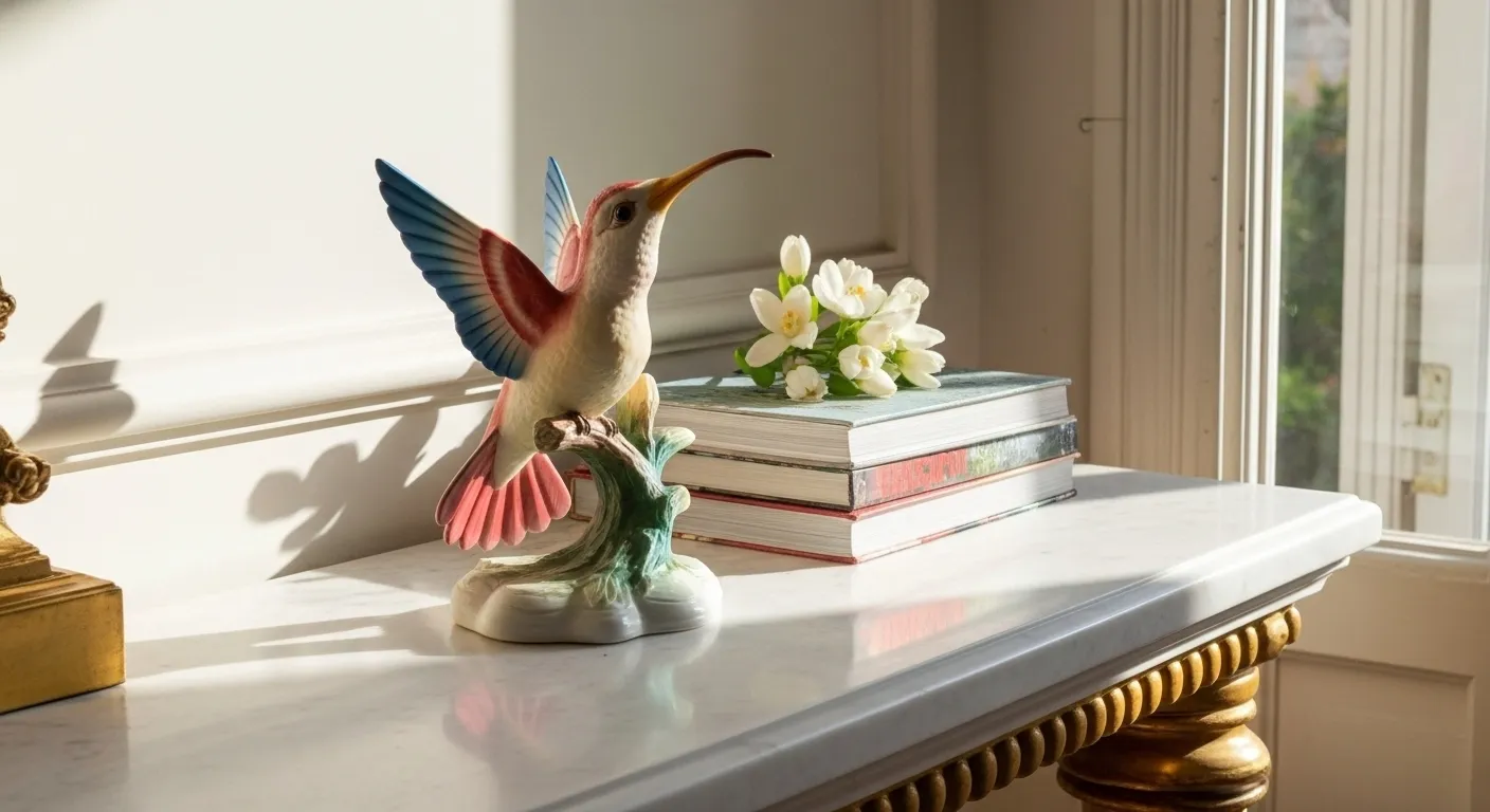 Colibri Rojo en porcelana Nuevo Buen Retiro color movimiento y delicadeza5