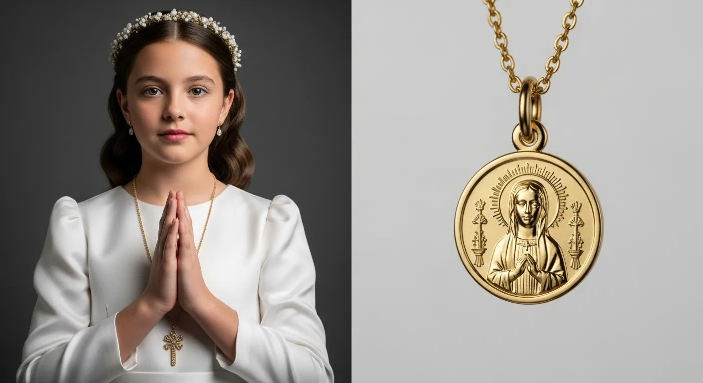 Medallas de comunion en oro 18k simbolo de fe y elegancia para este dia unico3