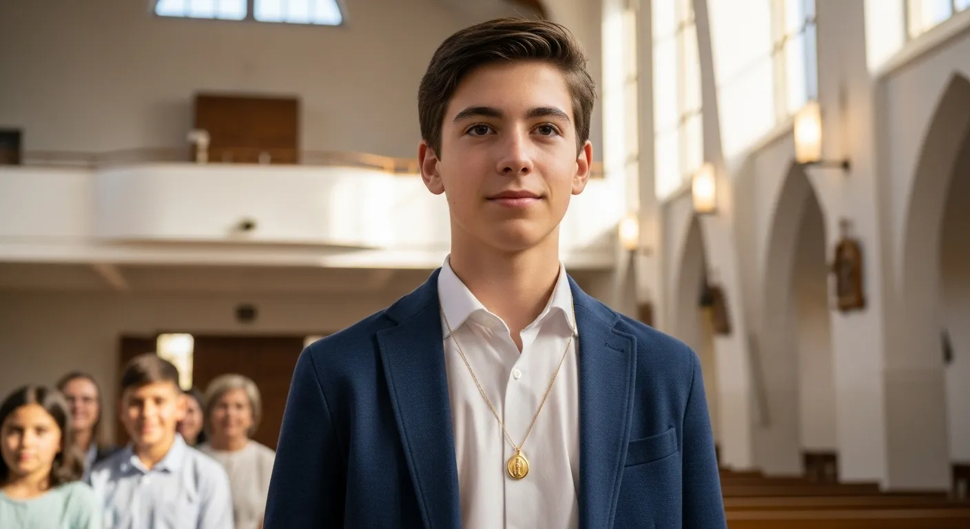 Medallas religiosas de confirmacion en oro 18k la fuerza espiritual hecha joya10
