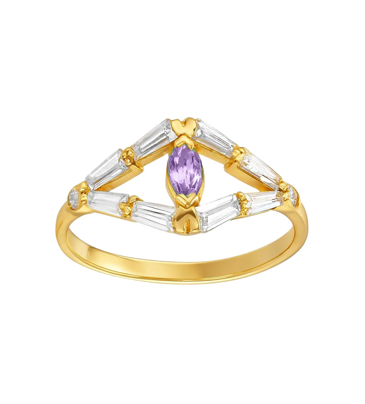 Anillo de oro 18K con circones 139_0054-S - 10, Amatista