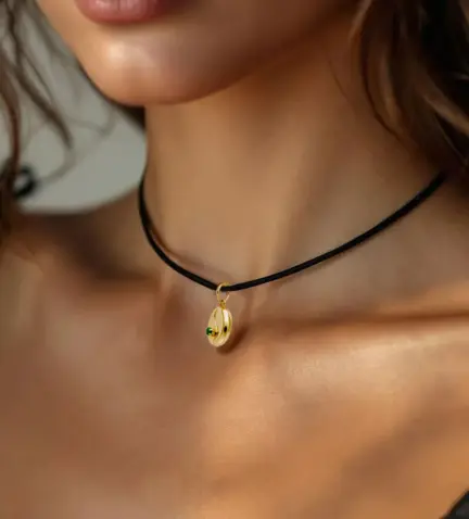 colgante de oro grano de cafe 036_BB_25F17_10 modelo mujer