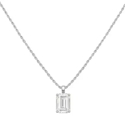 gargantilla de oro blanco 18k motivo diamante natural talla esmeralda 243_765-00652-B