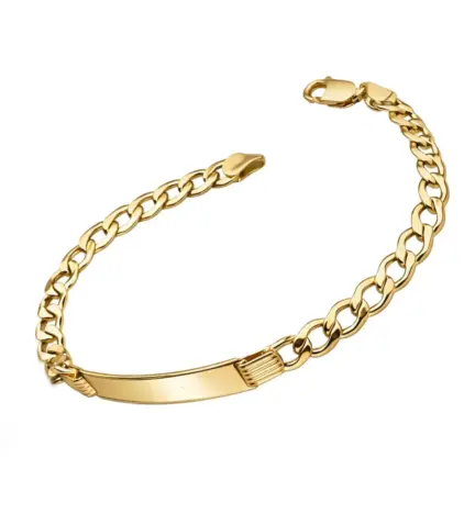 pulsera de oro cadena con chapa para grabar 323_PU-78