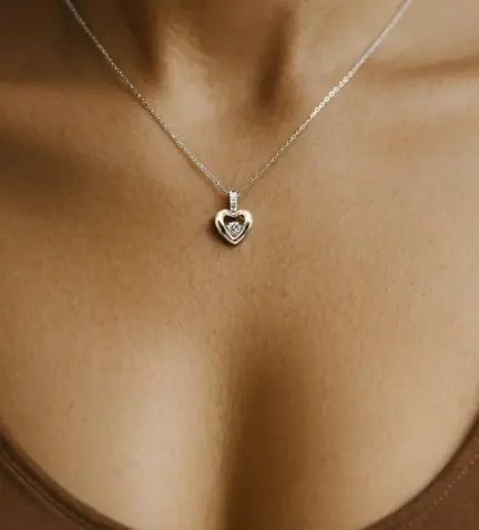 gargantilla de oro blanco 18k con brillantes naturales corazon 243 317 00832 B 10