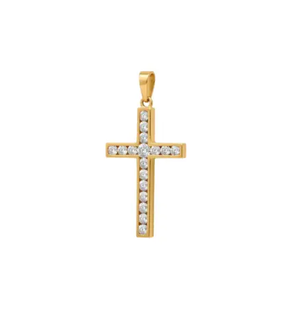 cruz de oro 18 ktes con circones y asa de escudo 038_LO-027-24MY02 toma lateral