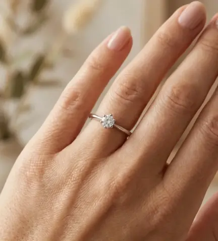 anillo de compromiso de oro blanco con diamante solitario de 0 35 ct 028 1012