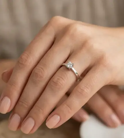 anillo de compromiso en oro blanco con diamante tipo solitario 028 1022