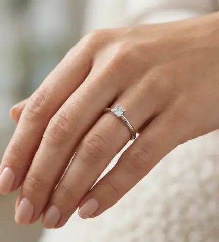 anillo de compromiso en oro blanco y diamante 028 1014