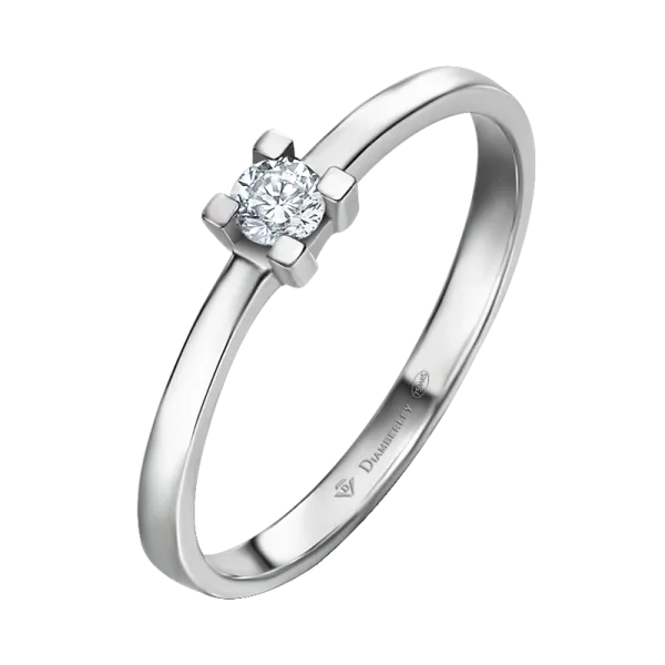 Anillo de compromiso en oro blanco con diamante tipo solitario 028_1022 - 0,10ct