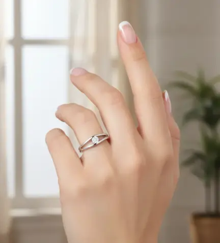 anillo de oro blanco 18 kts con diamante